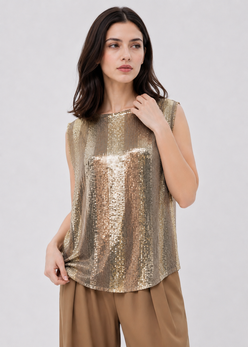 Two Tone Sequin Top