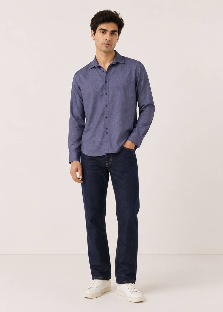 Linen Blend Checkered Shirt
