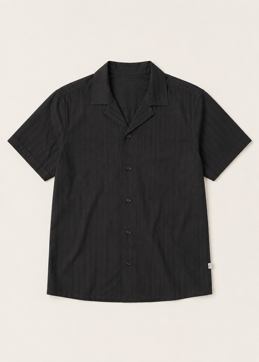 Notch Collar Jacquard Shirt