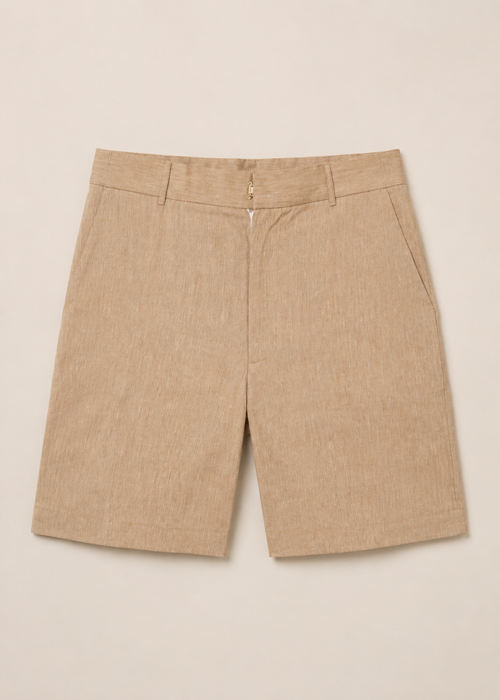 LINEN STRAIGHT FIT SHORTS
