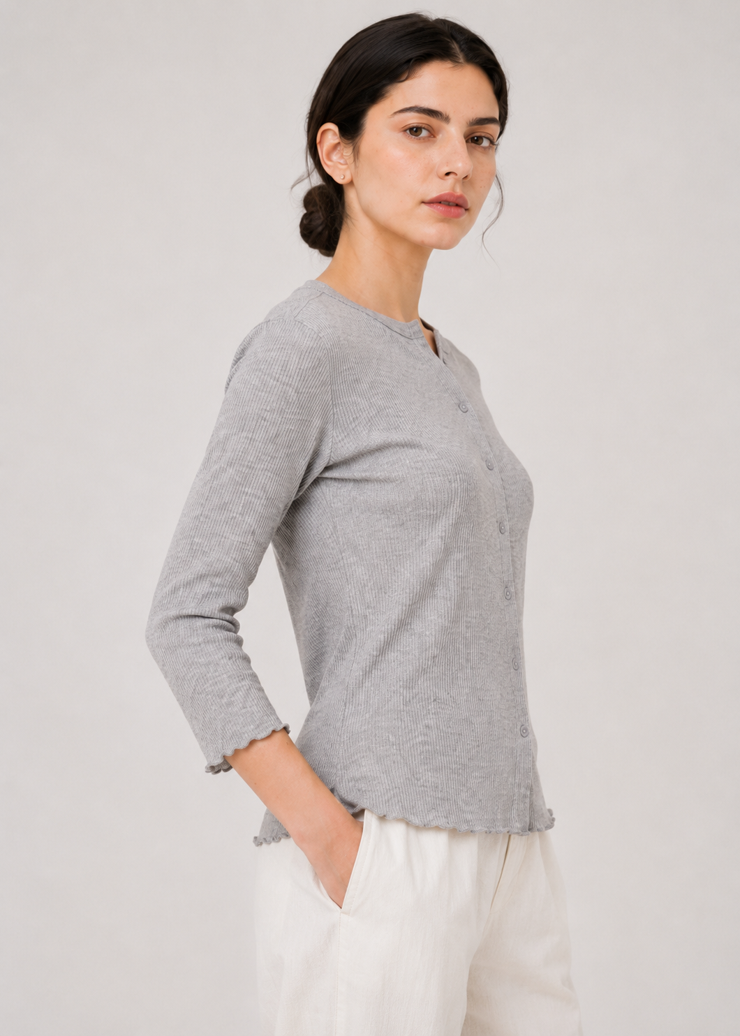 front open knit shirt