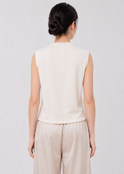 White Sequin Sleeveless Crop Top