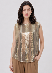 two tone sleeveless sequin top