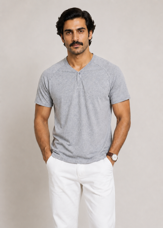 KNIT HENLEY TEE