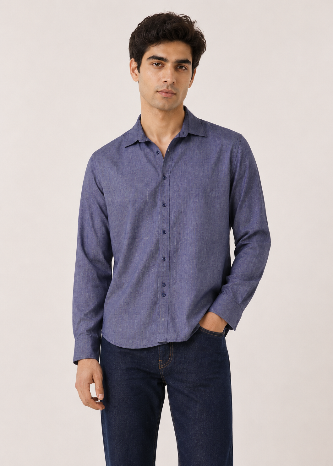 Linen Blend Checkered Shirt