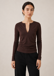 double neck half zip T-shirt - WKT017SS26A