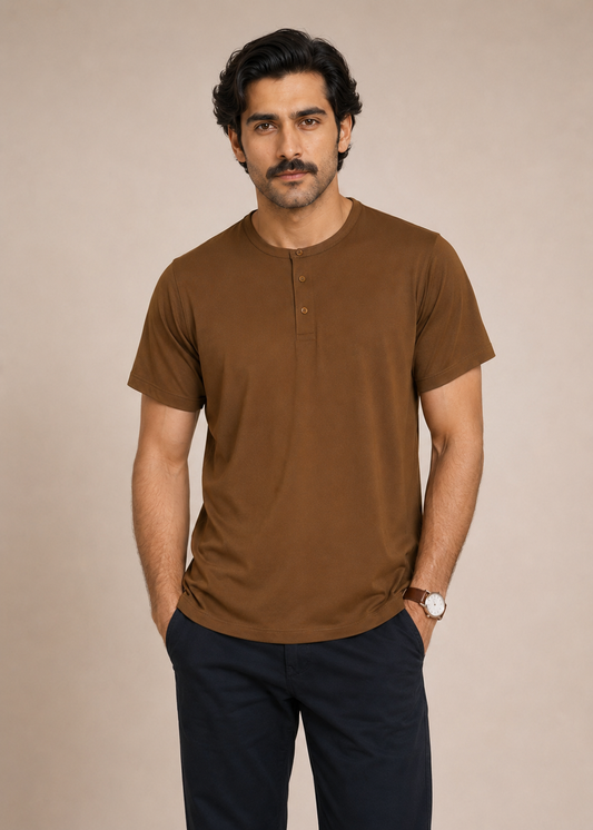 blended pique henley tshirt - MKT14SS26C