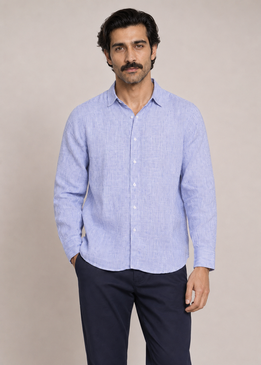 LINEN PIN STRIPE SHIRT