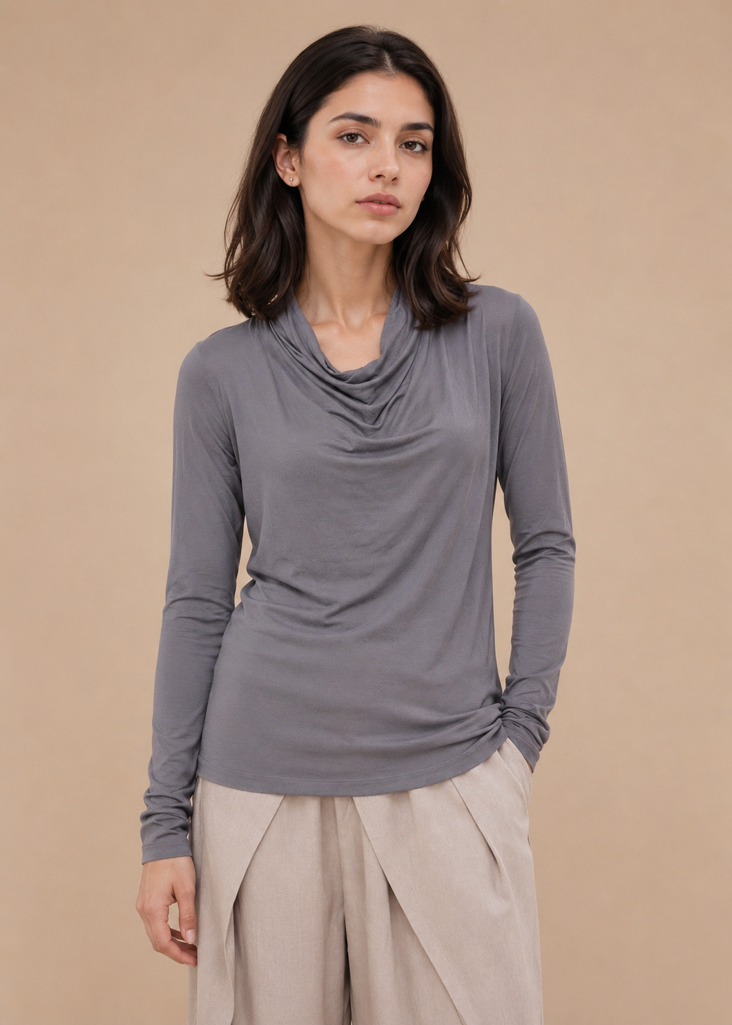 drapped neck knit top