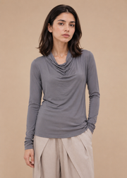 drapped neck knit top