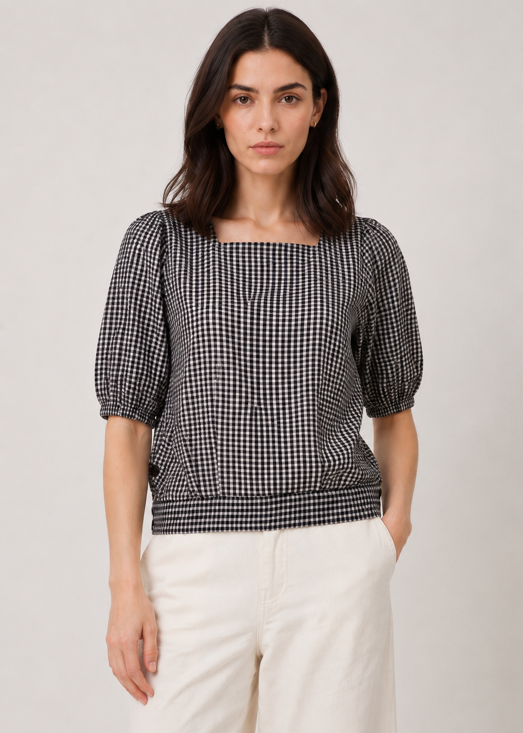 cropped checkered top