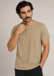Blended Pique Henley T-Shirt