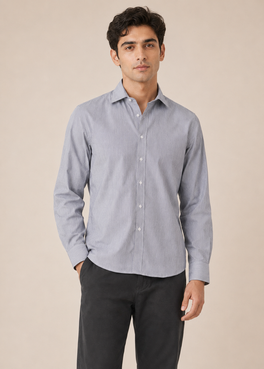 LINEN PIN STRIPE SHIRT