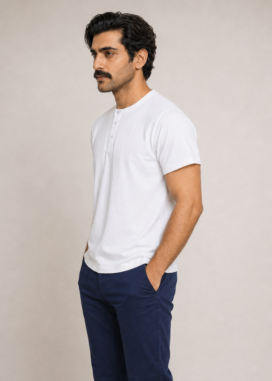 Blended Pique Henley T-Shirt