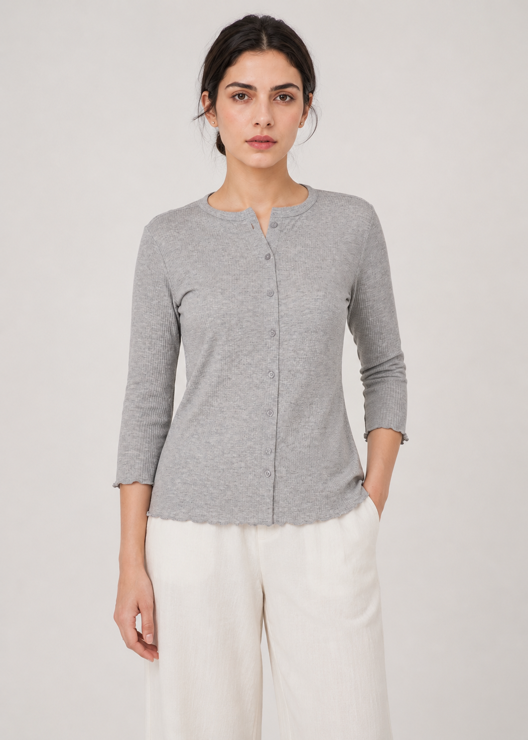 front open knit shirt