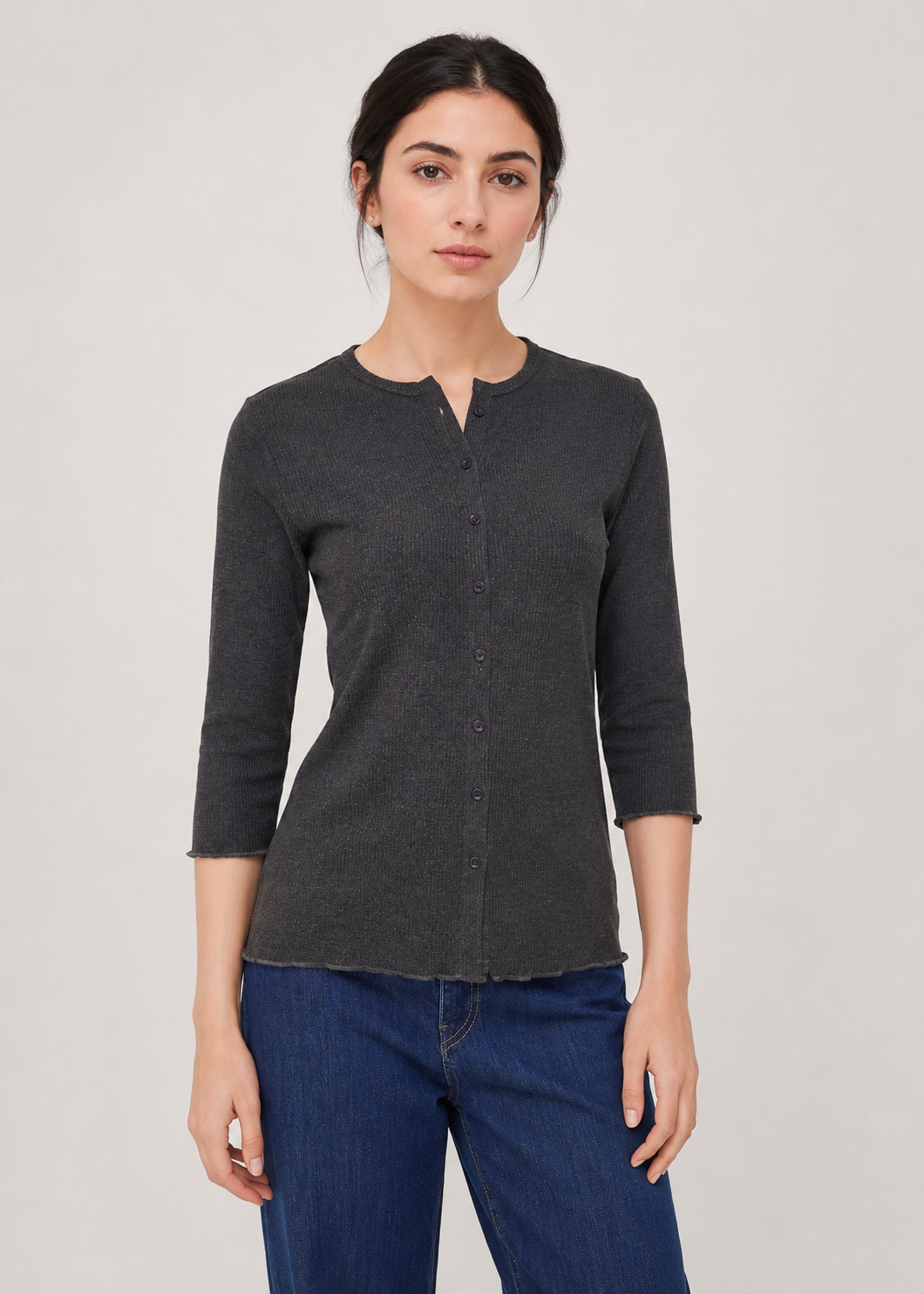 front open knit shirt