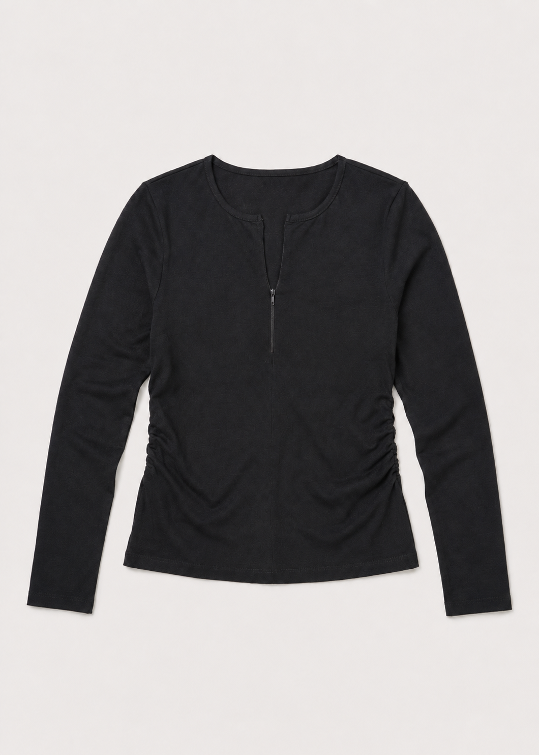 double neck half zip T-shirt