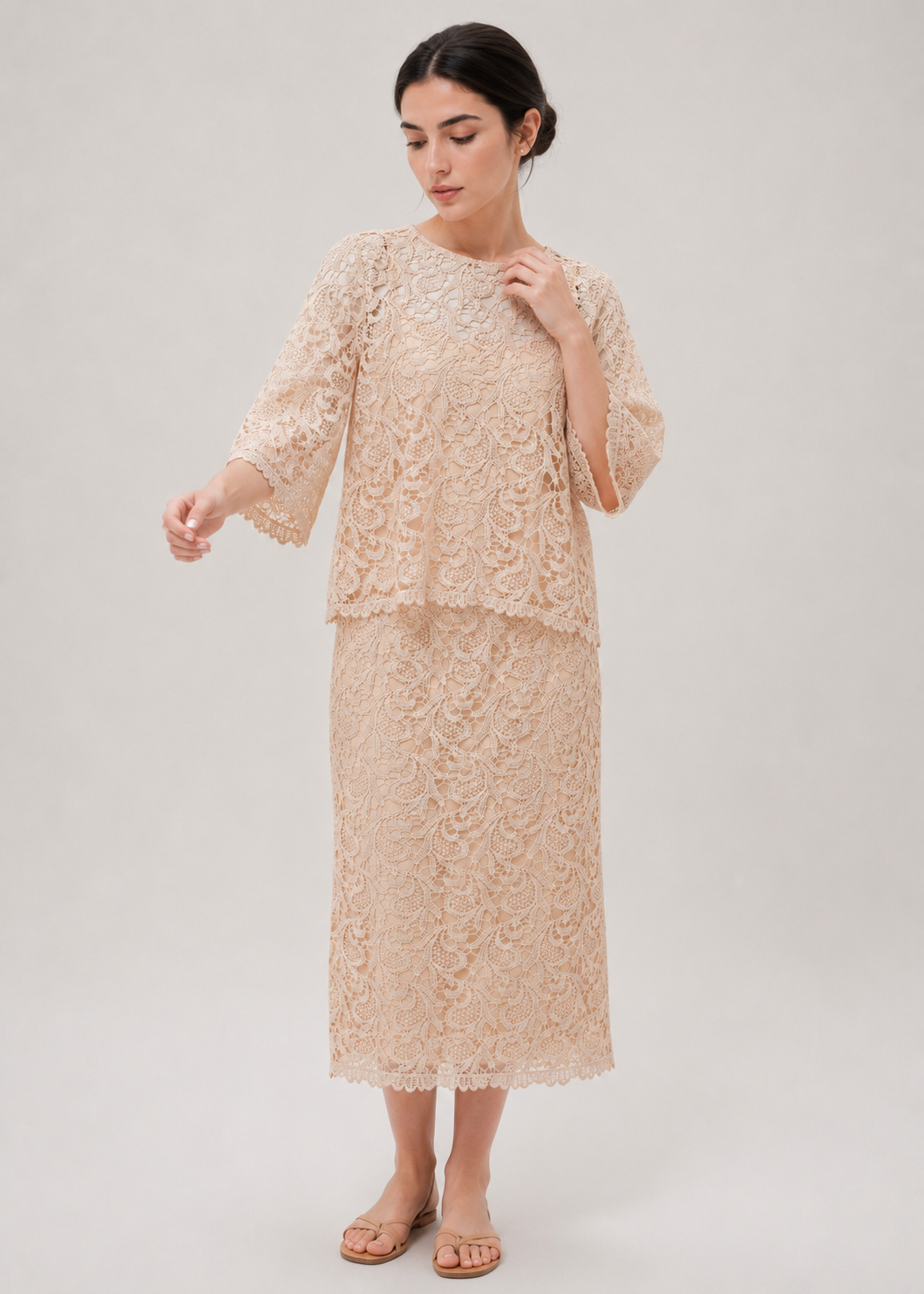 Women's Elegant Lace Co-Ord Dress Set