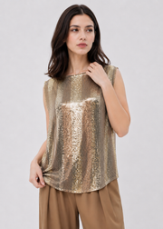 two tone sleeveless sequin top