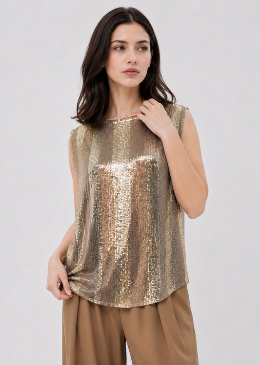 TWO TONE SEQUIN TOP