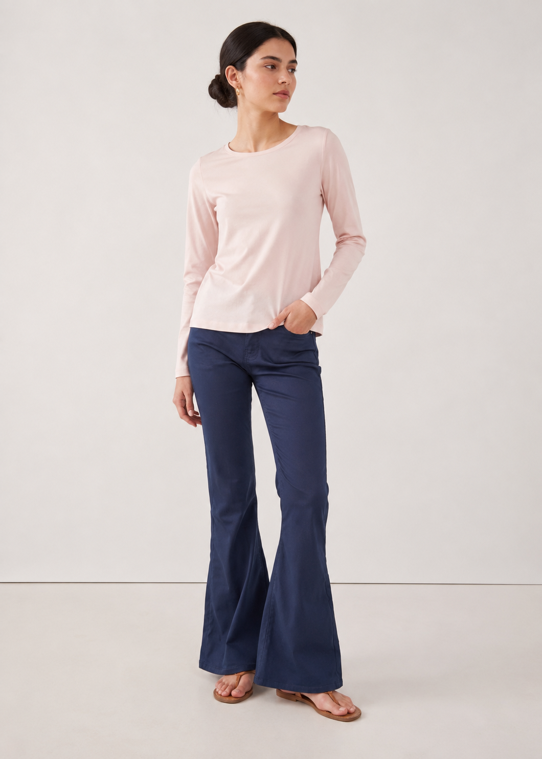 Flared leg cotton pants - WDJ04SS26