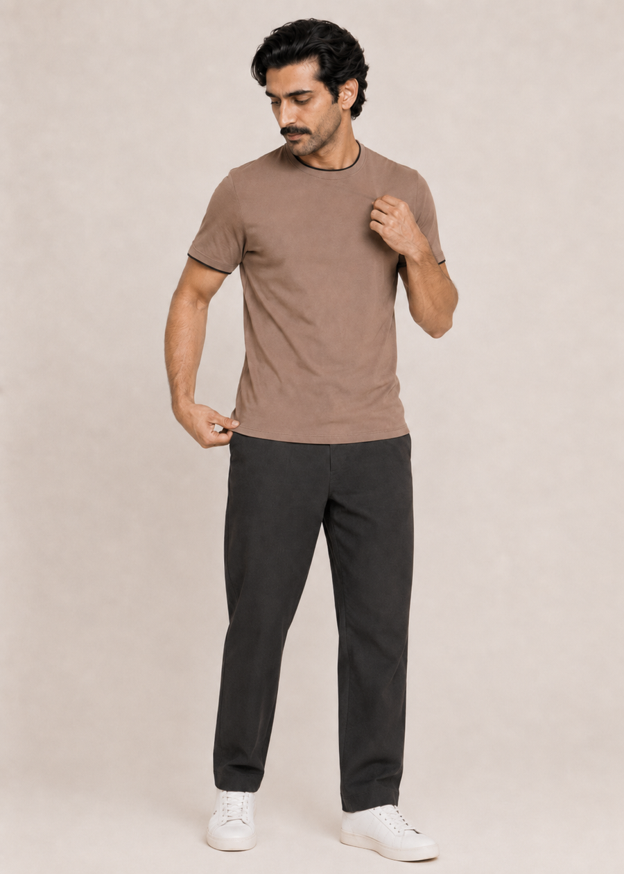 Crew Neck Double-Neck Shirt