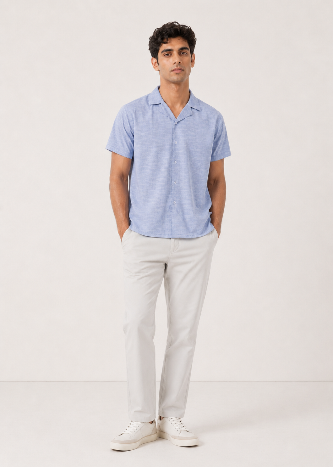 Notch Collar Cotton Shirt