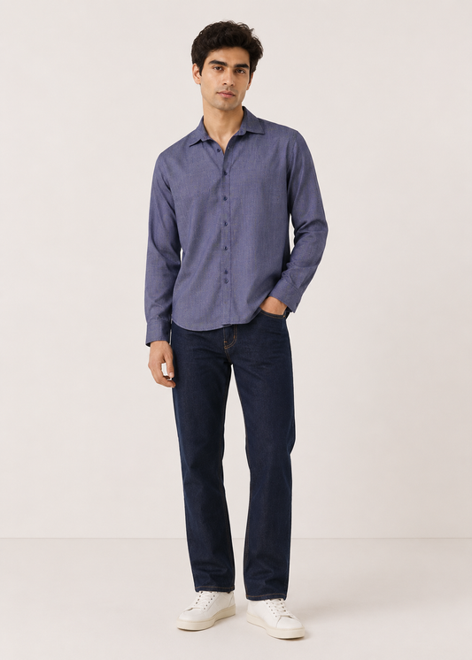 Linen Blend Checkered Shirt