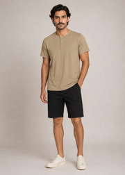 Blended Pique Henley T-Shirt