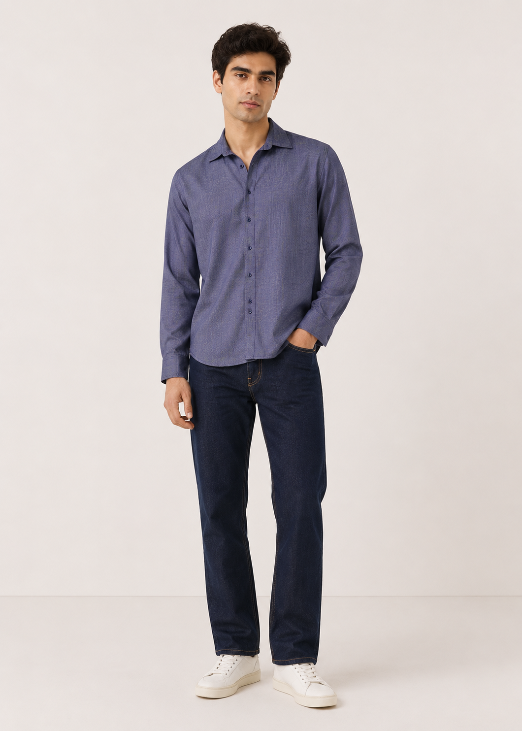 linen blend checkered shirt