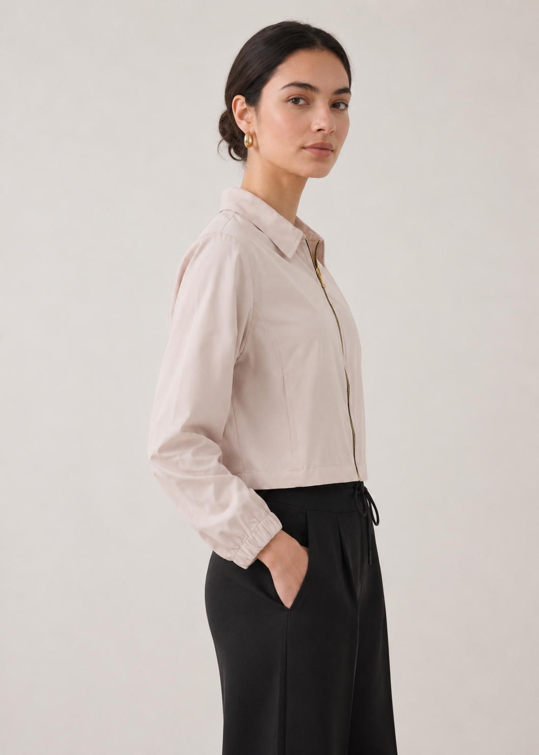 cropped full zip jacket - WJ011SS26
