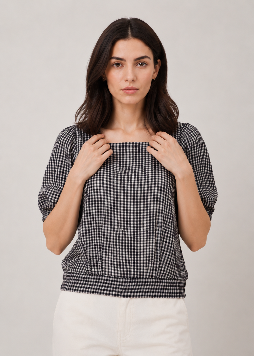 cropped checkered top