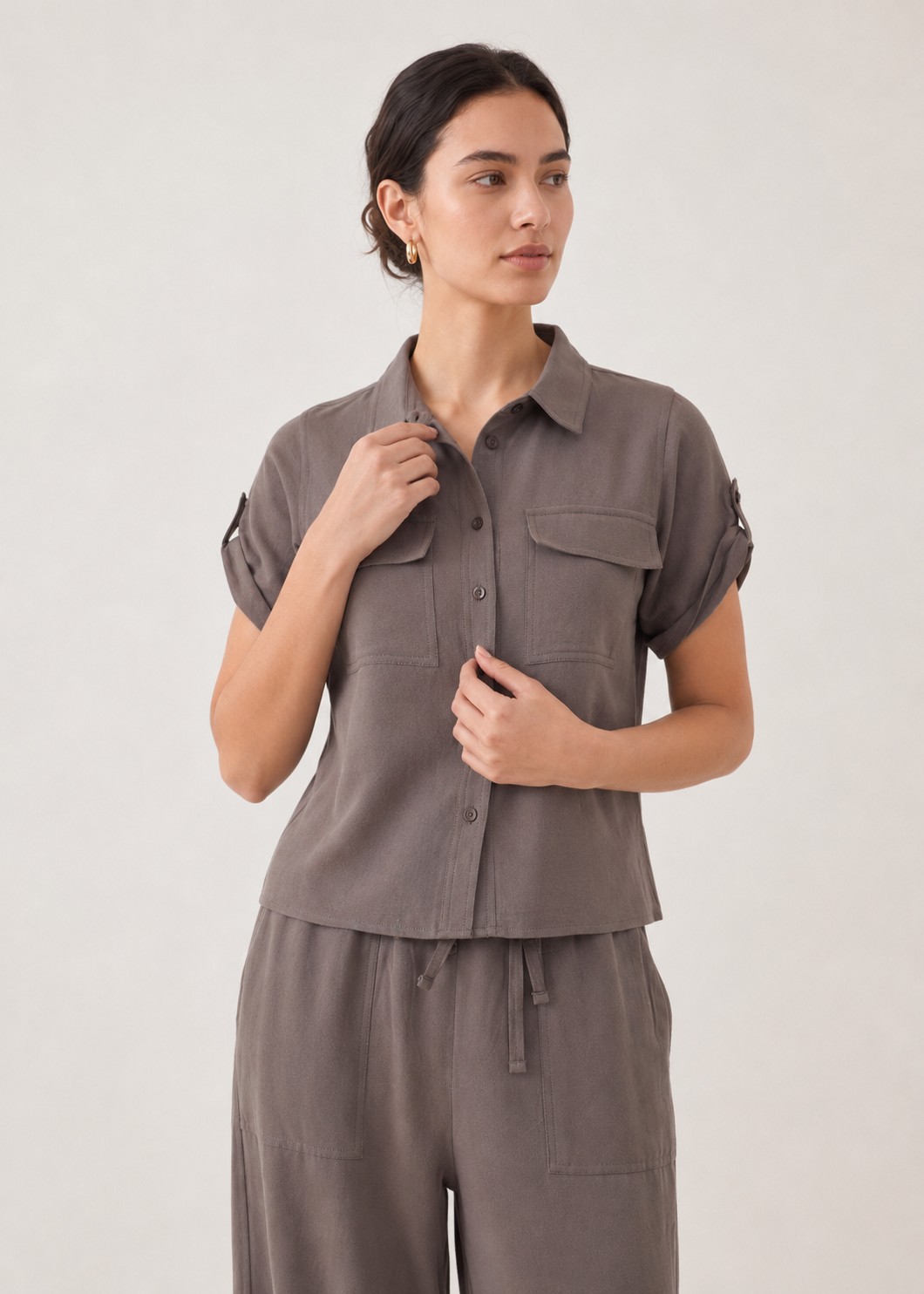 casual button down cord-set