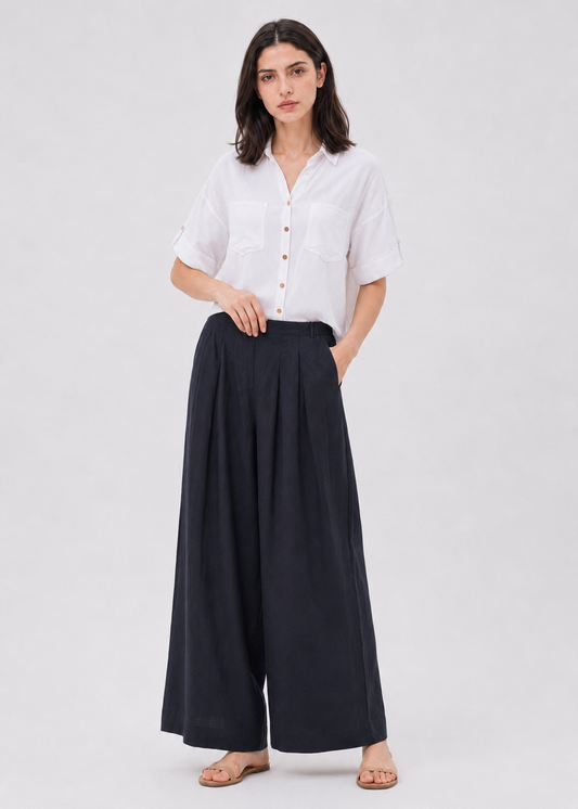 Wide Leg Linen Trousers