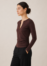 double neck half zip T-shirt - WKT017SS26A
