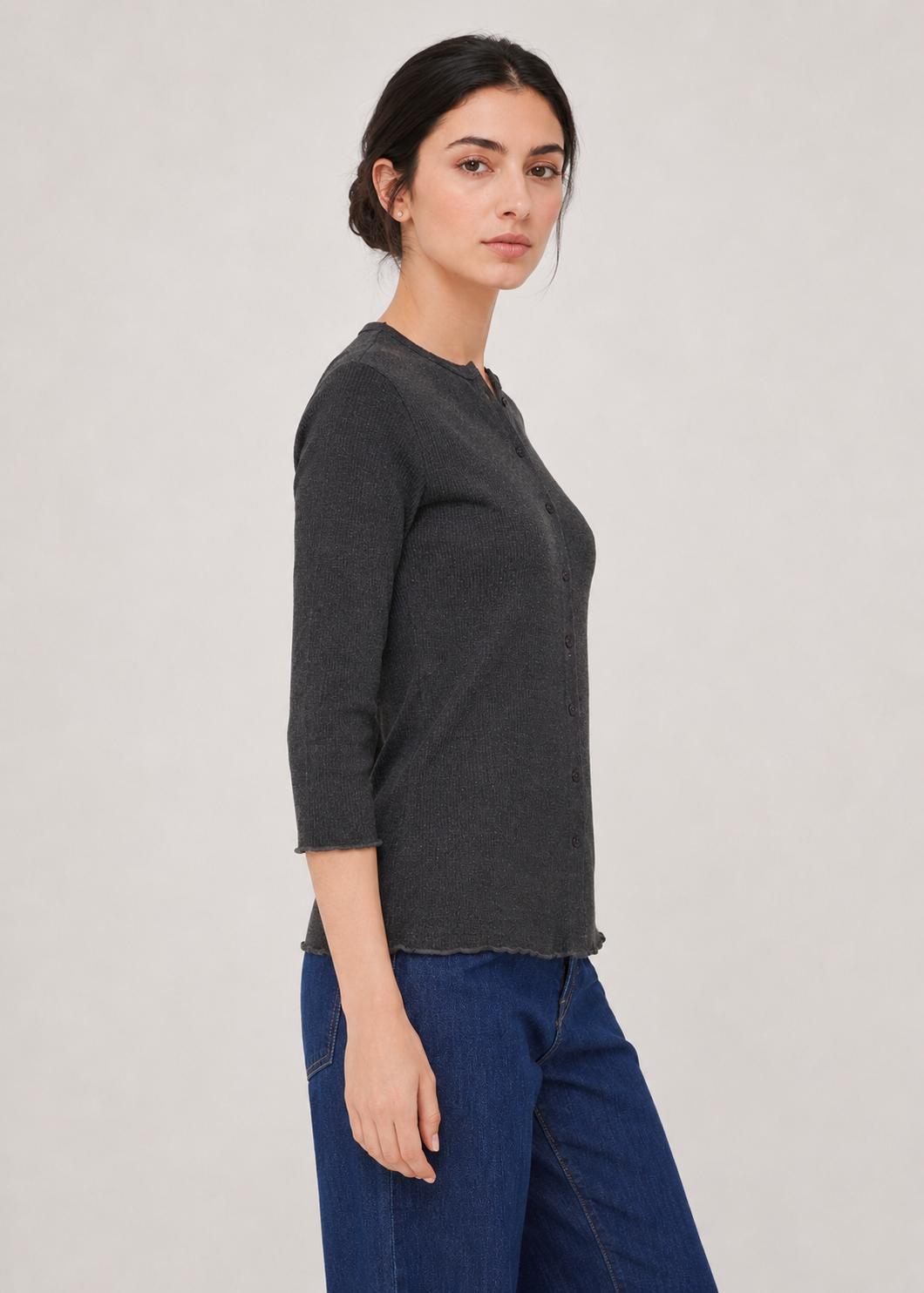 front open knit shirt