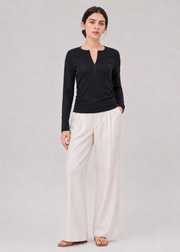 double neck half zip T-shirt