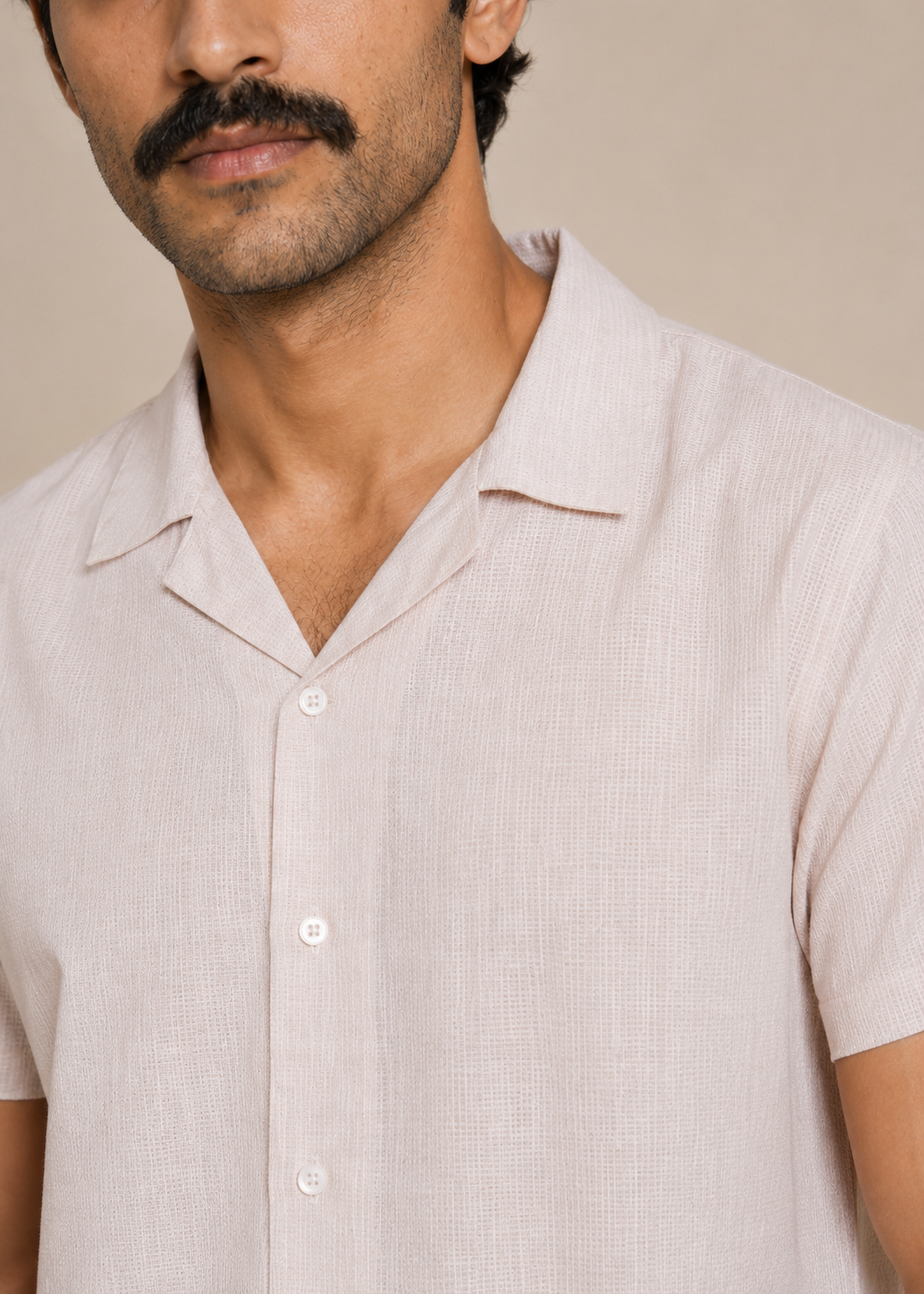 Notch Collar Jacquard Shirt