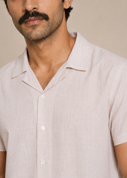 Notch Collar Jacquard Shirt