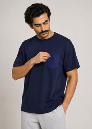 Crew Neck Suede Pocket T-Shirt