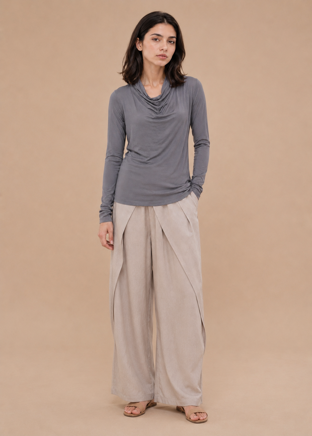 drapped neck knit top