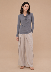 drapped neck knit top