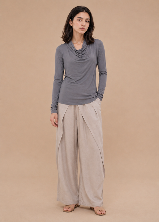 Drapped Neck Knit Top