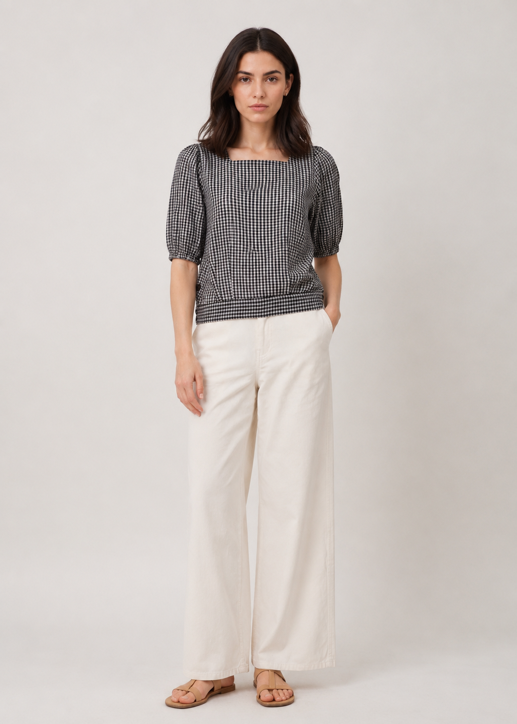 cropped checkered top