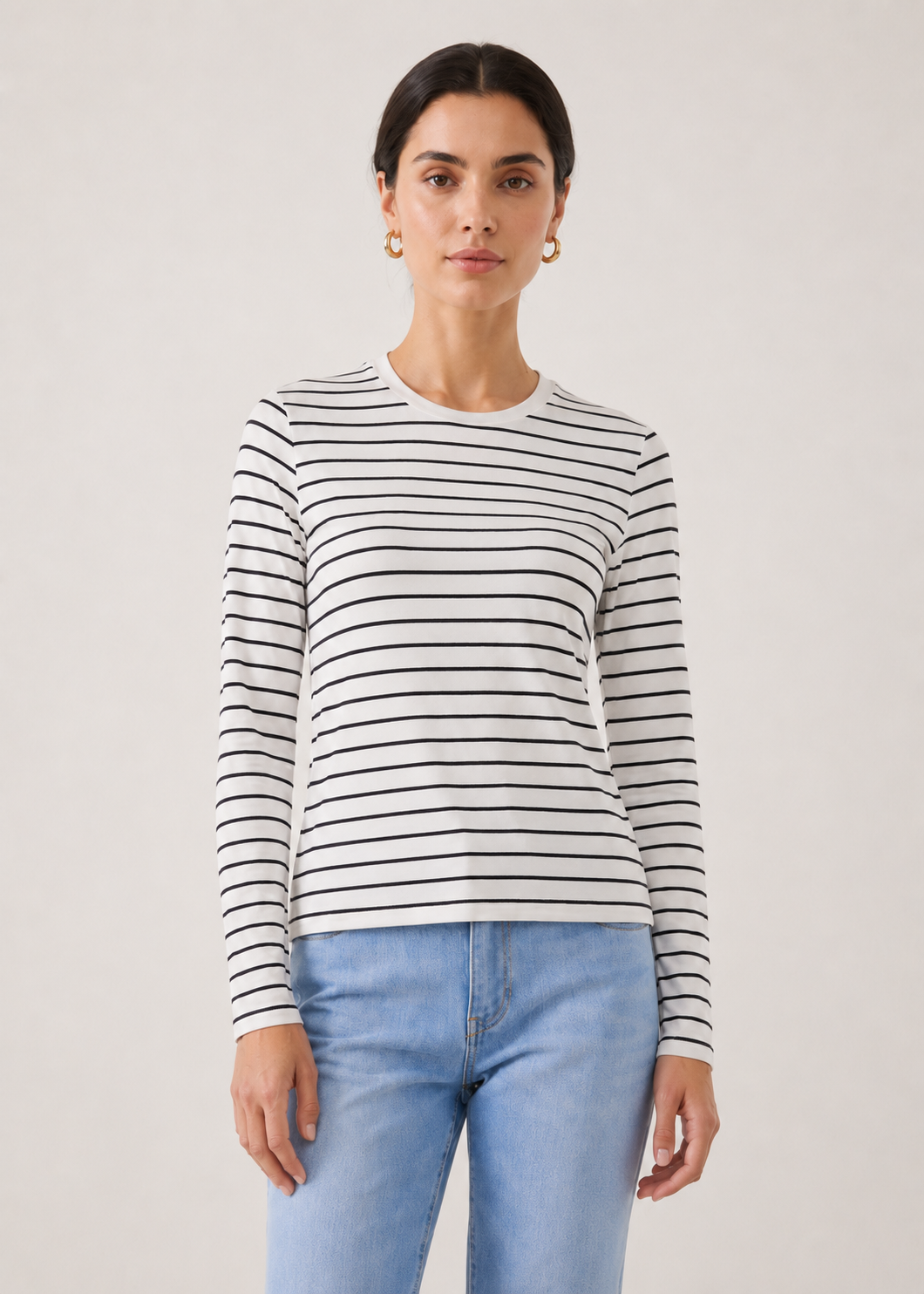 striped crew neck tshirt
