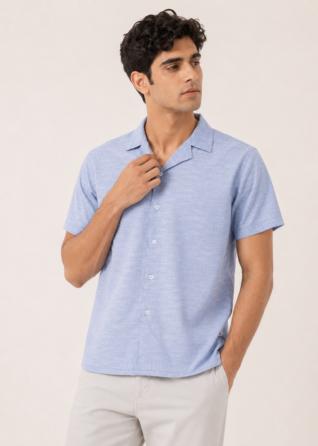 Notch Collar Cotton Shirt
