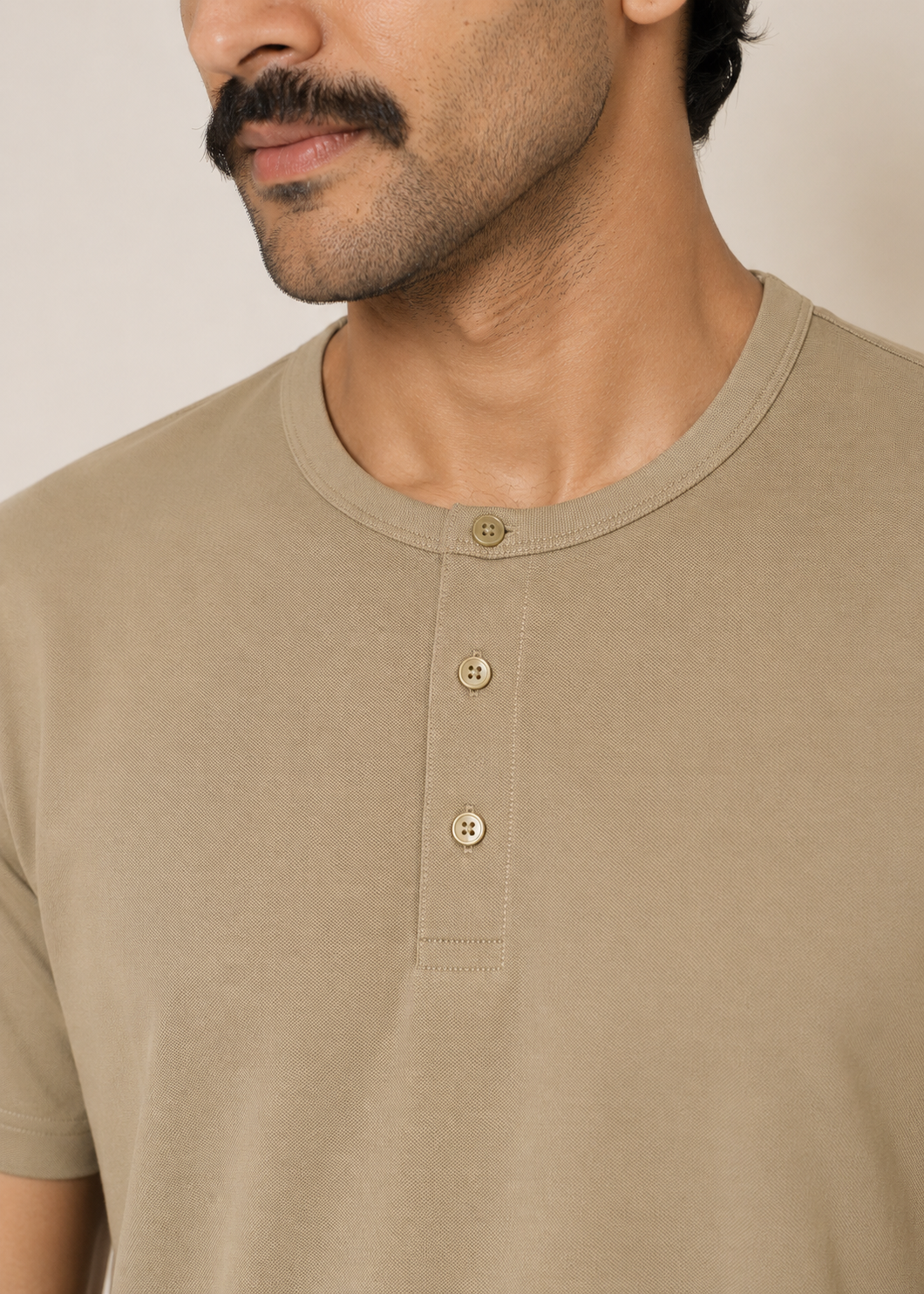 Blended Pique Henley T-Shirt