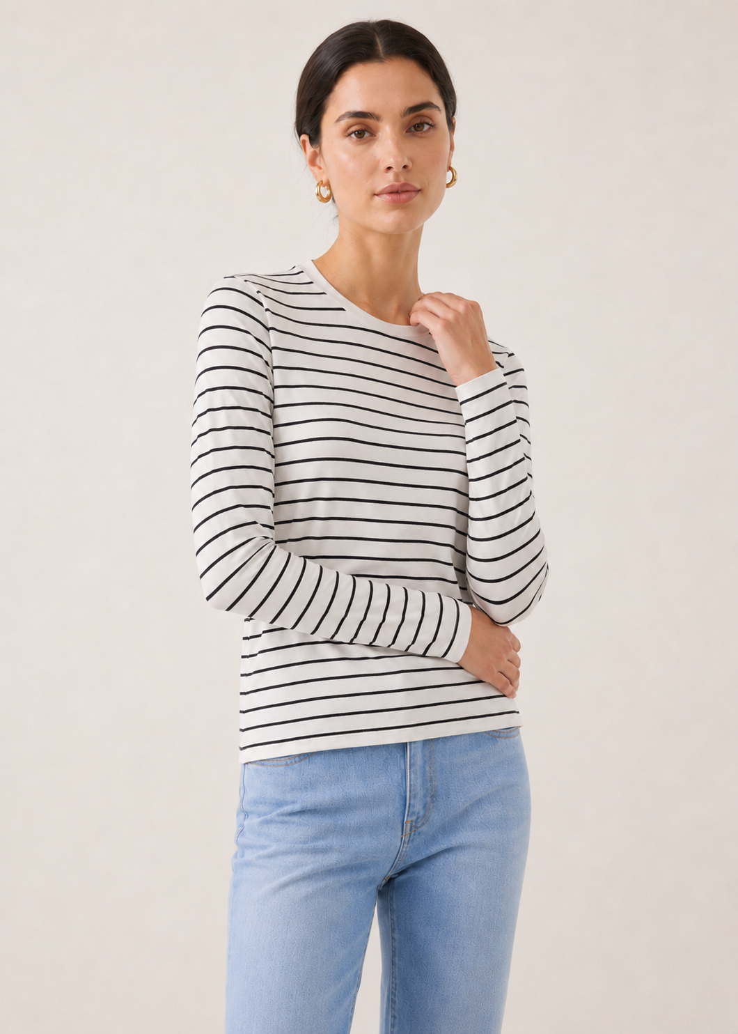 striped crew neck tshirt