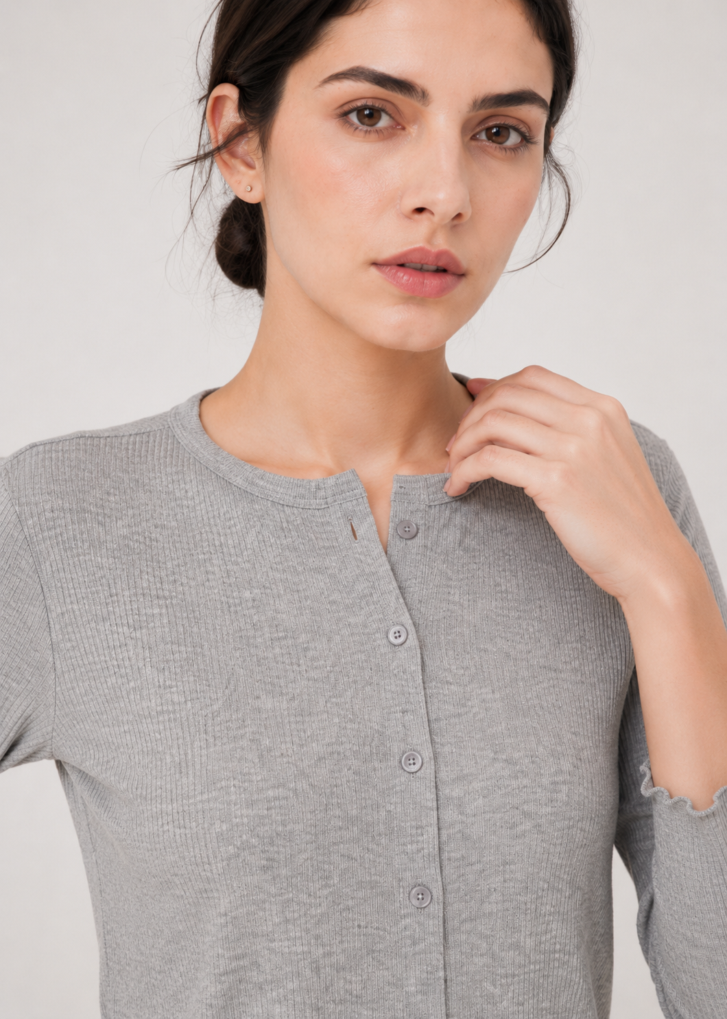 front open knit shirt