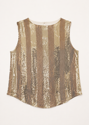 two tone sleeveless sequin top